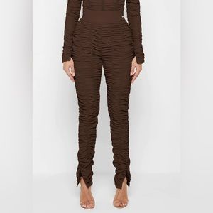 Maniere De Voir High Waisted Brown Leggings. US 4.